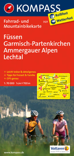 Füssen Garmisch-Partenkirchen Ammergauer Alpen Lechtal Radkarte Kompass