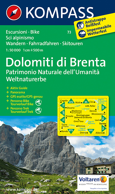 Turistická mapa Dolomiti di Brenta Kompass