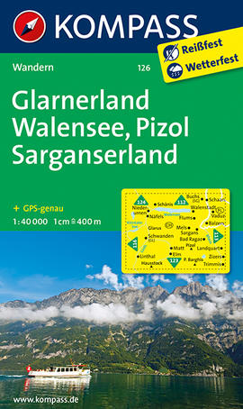 Glarnerland - Walensee - Pizol - Sarganserland Karte Kompass