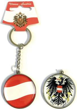 Schlüsselanhänger Österreich Adler/Fahne rund