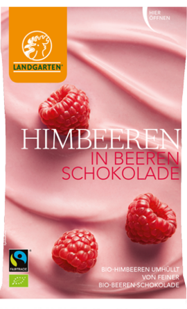 Bio Himbeeren in Beerenschokolade Landgarten