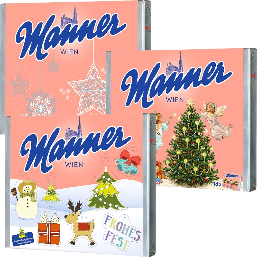 Manner Wafers Neapolitain Gift Package 18pcs - Christmas Edition