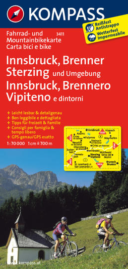 Innsbruck - Brenner - Sterzing Radkarte Kompass