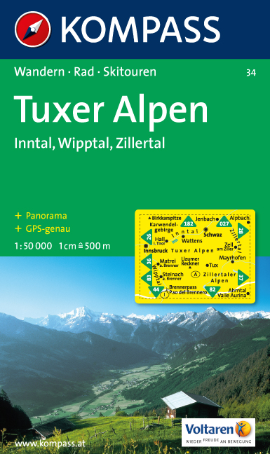Tuxer Alpen Karte Kompass