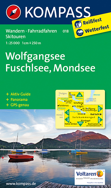 Karte Wolfgangsee - Fuschlsee - Mondsee Kompass / Wanderkarten - Aus