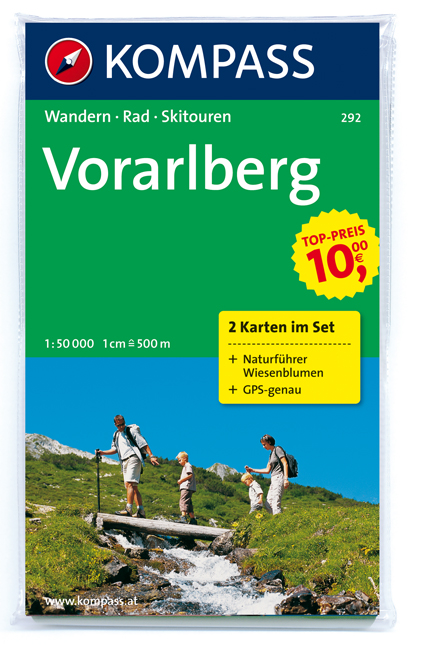 Vorarlbersko mapa turistická Vorarlberg Kompass