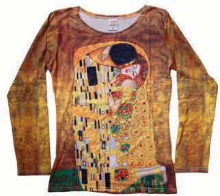 Damen T-Shirt langarm Gustav Klimt Der Kuss