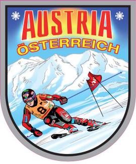Aufkleber Skifahrer Österreich Austria