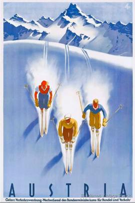 Aufkleber Austria drei Skifahrer