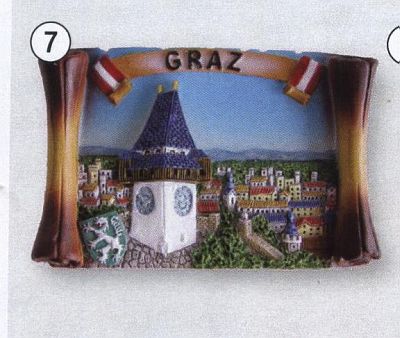 Graz Uhrturm Österreich Poly Magnet Souvenir Austria,Neu 
